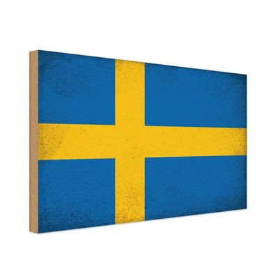 vianmo Holzschild Holzbild 30x40 cm Schweden Fahne Flagge
