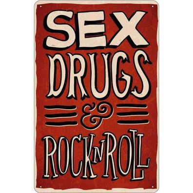 vianmo Blechschild 18x12 cm gewölbt Dekoration Sex drugs Rock n Roll