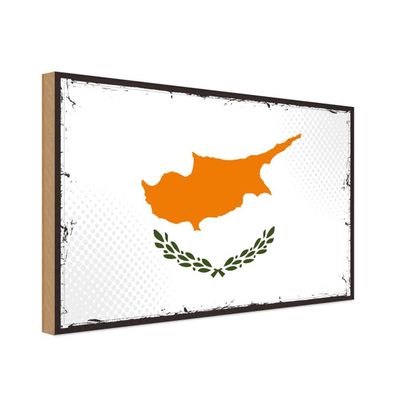 vianmo Holzschild Holzbild 30x40 cm Zypern Fahne Flagge