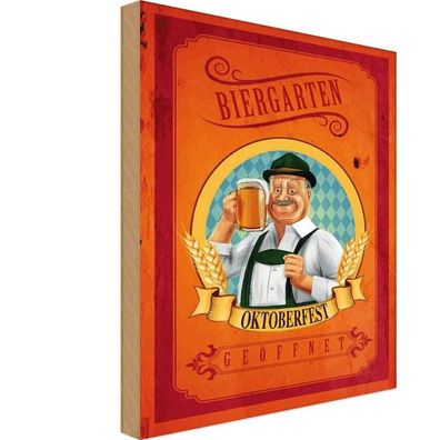 Holzschild 20x30 cm - Biergarten geöffnet Oktoberfest