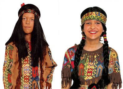 Indianerperücke Junge Mädchen Perücke Indianer Indianerin Karneval Fasching