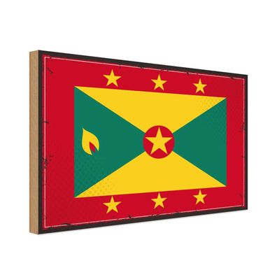 vianmo Holzschild Holzbild 18x12 cm Grenada Fahne Flagge