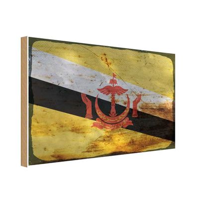 vianmo Holzschild Holzbild 30x40 cm Brunei Fahne Flagge