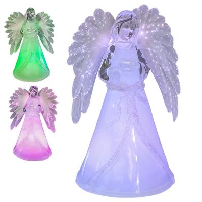 Deko Figur Engel mit beleuchtenden Flügeln aus Acryl 17,5 cm Weihnachten