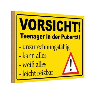 Holzschild 20x30 cm - Vorsicht Teenager in Pubertät