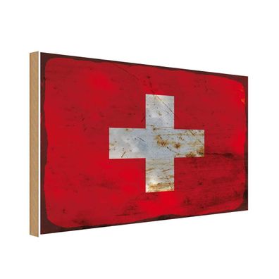 vianmo Holzschild Holzbild 30x40 cm Schweiz Fahne Flagge
