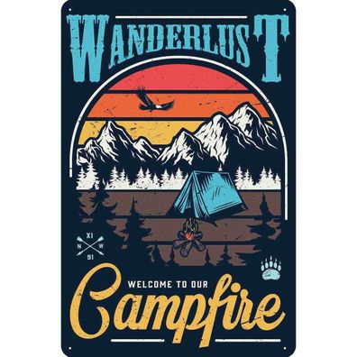 vianmo Blechschild 30x40 cm gewölbt Outdoor Camping Wanderlus Campfire Outdoor