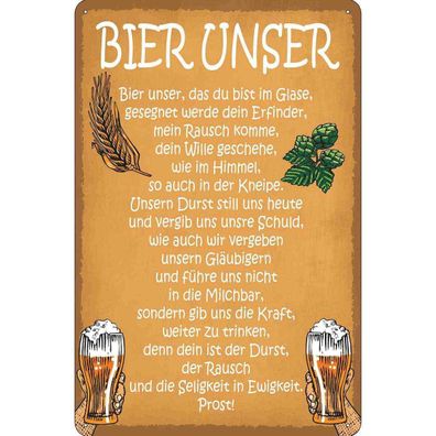 vianmo Blechschild 30x40 cm gewölbt Essen Trinken Bier unser in Ewigkeit Prost