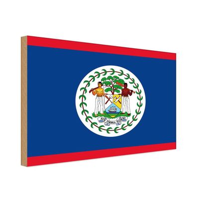 vianmo Holzschild Holzbild 30x40 cm Belize Fahne Flagge