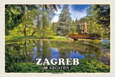 Holzschild 20x30 cm - Zagreb Kroatien Botanischer Garten