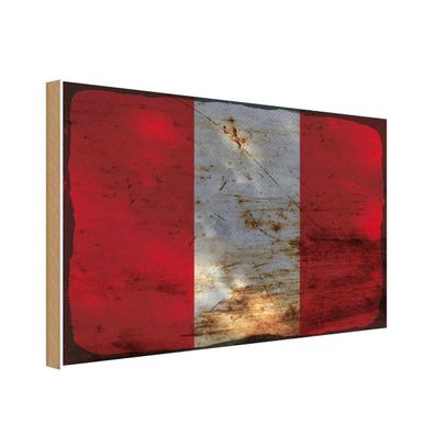 vianmo Holzschild Holzbild 30x40 cm Peru Fahne Flagge