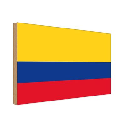 vianmo Holzschild Holzbild 18x12 cm Kolumbien Fahne Flagge