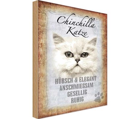Holzschild 20x30 cm - Chinchilla Katze hübsch elegant