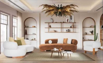 Polster Sofagarnitur Modernes 3 + 3 + 1 Set Luxus Möbel Couch Textil 3 tlg