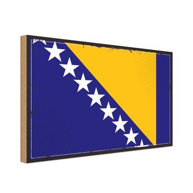 vianmo Holzschild Holzbild 30x40 cm Bosnien und Herzegowina Fahne Flagge