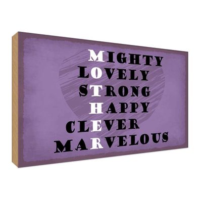 Holzschild 30x40 cm - Mother mighty lovely happy Mama