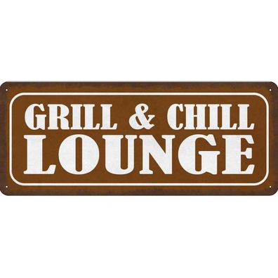 vianmo Blechschild 27x10 cm gewölbt Essen Trinken Grill Chill Lounge Grillen