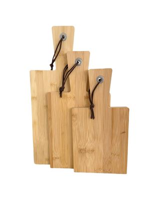 Bambus Schneide Brett 3er Set - 40 / 33 / 29 cm - Holz Küchen Servier Platte