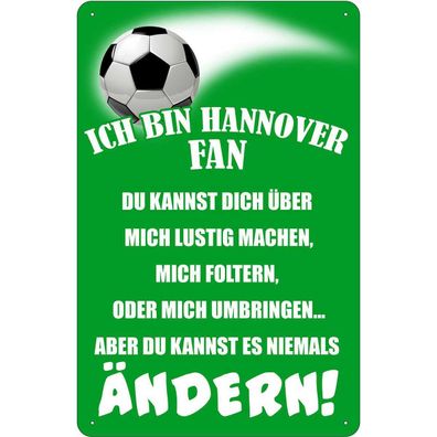 vianmo Blechschild 20x30 cm gewölbt Sport Hobby ich bin Hannover Fan Fussball