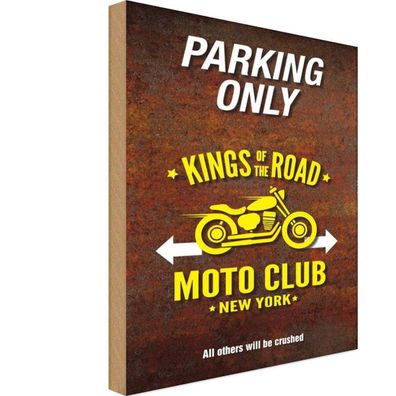 Holzschild 20x30 cm - parking only moto club new york
