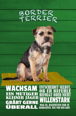 vianmo Holzschild 18x12 cm Tier Border Terrier Hund wachsam
