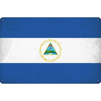 vianmo Blechschild Wandschild 30x40 cm Nicaragua Fahne Flagge