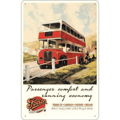 Blechschild 18x12 cm - Foden Bus Tour comfort economy