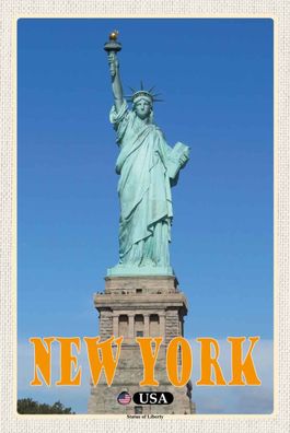 Holzschild 20x30 cm - New York Statue Of Liberty Freiheitsstatue