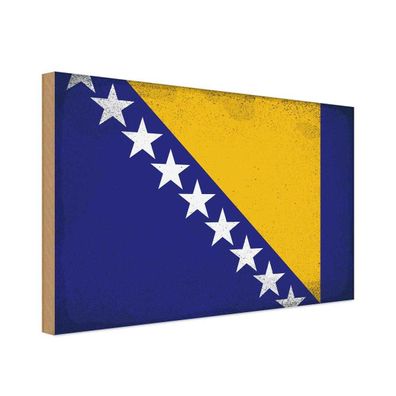 vianmo Holzschild Holzbild 30x40 cm Bosnien und Herzegowina Fahne Flagge