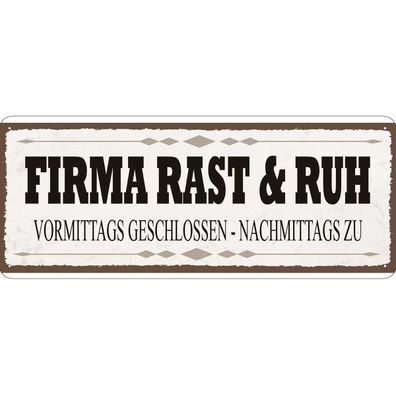 vianmo Blechschild 27x10 cm gewölbt Hinweis Firma Rast & Ruh geschlossen