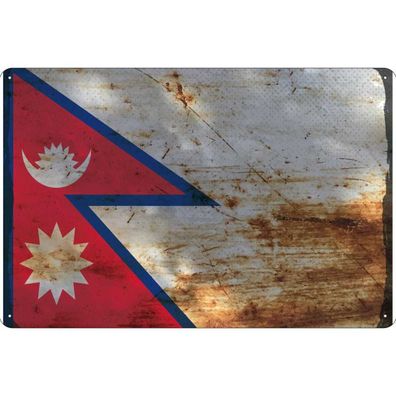 vianmo Blechschild Wandschild 30x40 cm Nepal Fahne Flagge