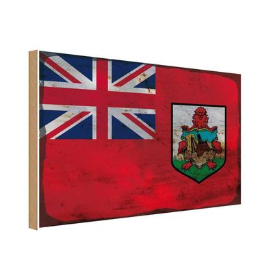 vianmo Holzschild Holzbild 30x40 cm Bermuda Fahne Flagge