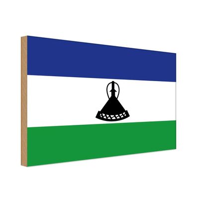 vianmo Holzschild Holzbild 30x40 cm Lesotho Fahne Flagge