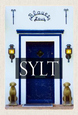 Holzschild 20x30 cm - Sylt Deutschland Blaues Haus
