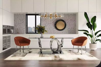 Moderner Designer Esszimmer Esstisch Küchentisch Glasplatte Stil Möbel