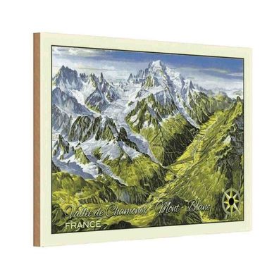 Holzschild 18x12 cm - France Vallee de Chamonix Mont Blanc