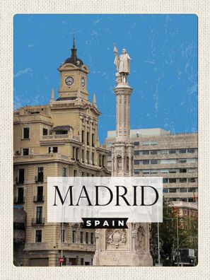 vianmo Holzschild 30x40 cm Stadt Madrid Spanien Panorama