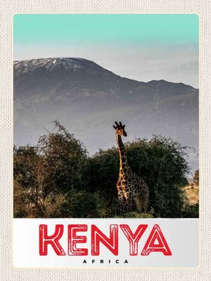 Holzschild 30x40 cm - Kenia Ostafrika Giraffe Wildnis Natur
