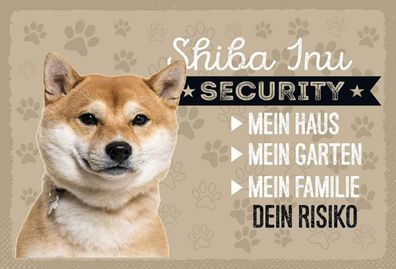 Holzschild 20x30 cm - Shiba Inu Security Dein Risiko