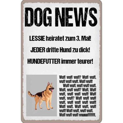 Blechschild 30x40 cm - Dog news Leesie heiratet zum 3