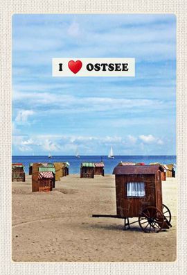 Holzschild 20x30 cm - Ostsee Strand Meer Strandkorb Sand
