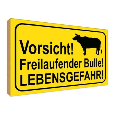 vianmo Holzschild 30x40 cm Warnung Vorsicht freilaufender Bulle
