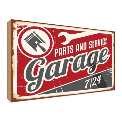 Holzschild 30x40 cm - Garage parts service Auto Teile