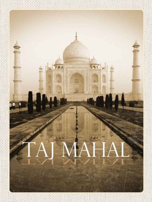vianmo Holzschild 30x40 cm Abenteuer & Reisen Indien schwarz weiß Taj Mahal
