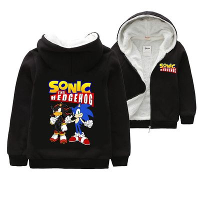 Kinder Sonic the Hedgehog Hoodie 3D Druck Zip Sweatshirts Mantel mit Berber Fleece