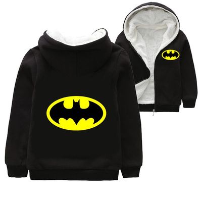 Kinder Superheld Batman Hoodie 3D Druck Sweatshirts Zipper Mantel mit Berber Fleece