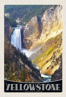 Holzschild 20x30 cm - Yellowstone Wasserfall Fluss Natur