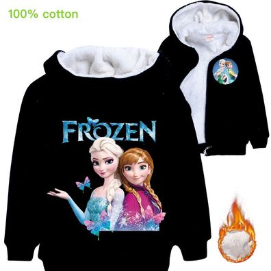 Frozen Elsa Anna Strickjacke Sweatshirt Kinder Baumwollmantel Hoody mit Korallenvlies