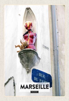 Holzschild 20x30 cm - Marseille France rue du panier