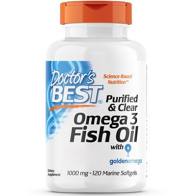 Doctor's Best, Purified & Clear Omega 3 Fish Oil, 1000mg, 120 Fischkapseln